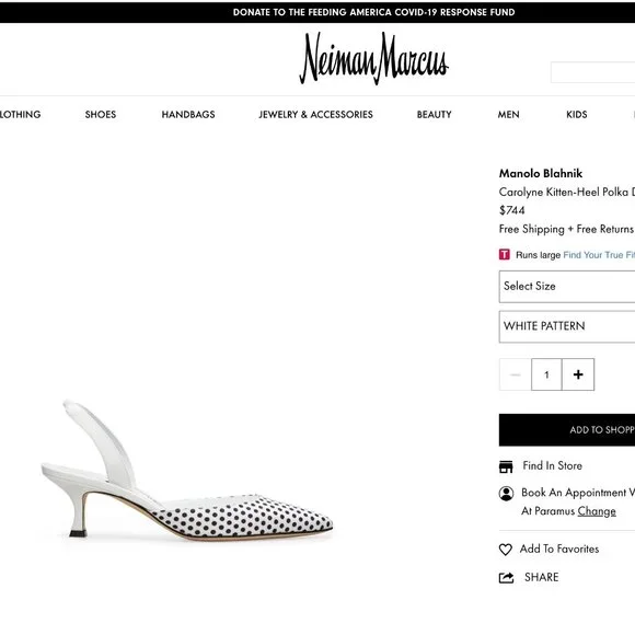 NWT: MANOLO BLAHNIK | White with Black Polkadots Carolyne Kitten-Heel Pumps - Picture 6 of 11